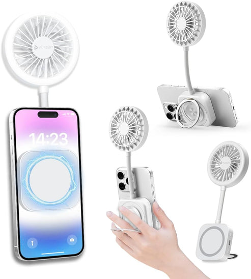 Pursuit DNDLN Magnetic Fan with LED Ring Light & Hands-Free 360° Adjustable Stand,Idea Thanksgiving Christmas Gifts for Friends.
